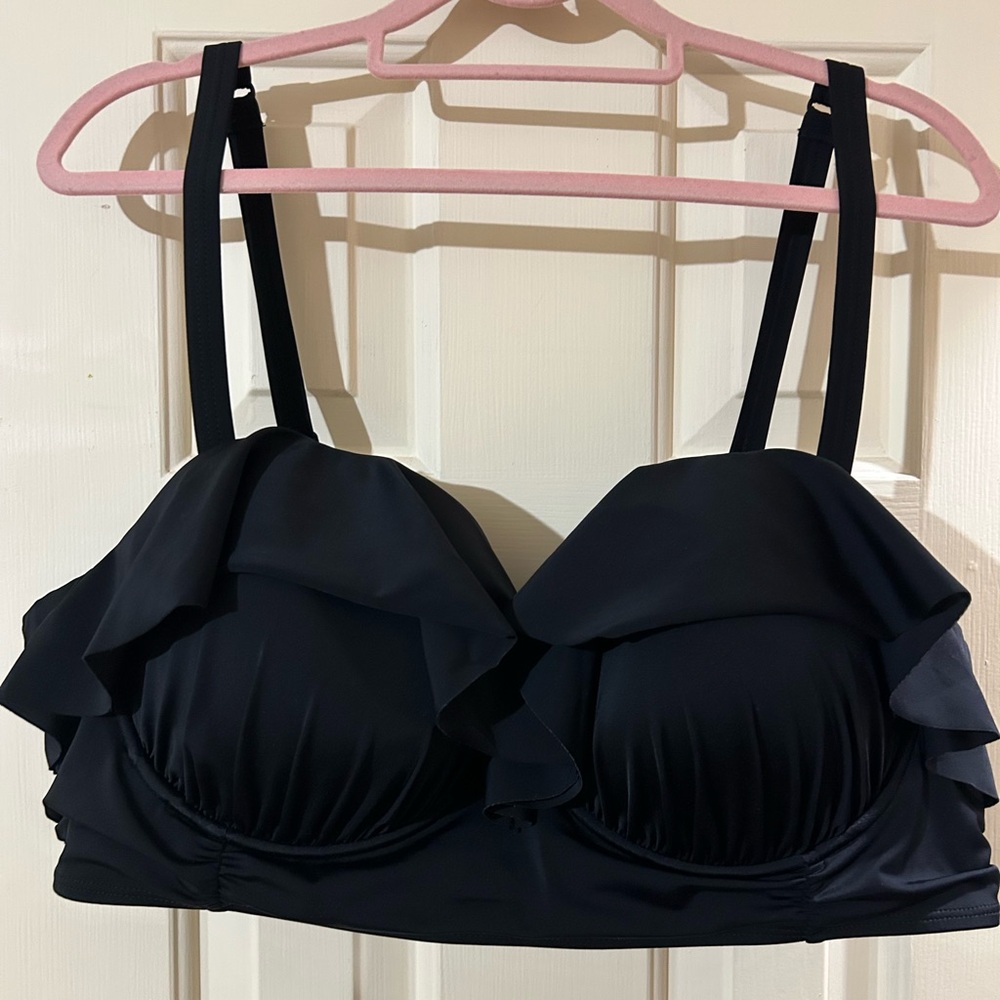 Torrid Black Ruffled Bikini Top